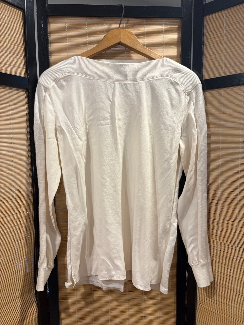 Silk & Linen Long-Sleeve White Shirt